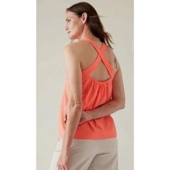 NWT Athleta Arrival Tank‎ Sunset Glow Coral Barre Running Yoga Size XS MSRP $79 - Picture 3 of 4